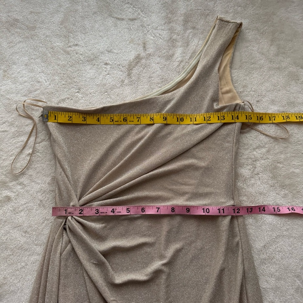 Meshki Cyrilla One Shoulder Mini Shimmery Dress Size Medium - Picture 9 of 12